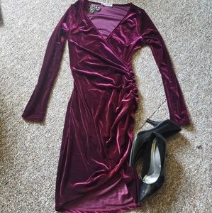 Burgundy velvet bodycon dress